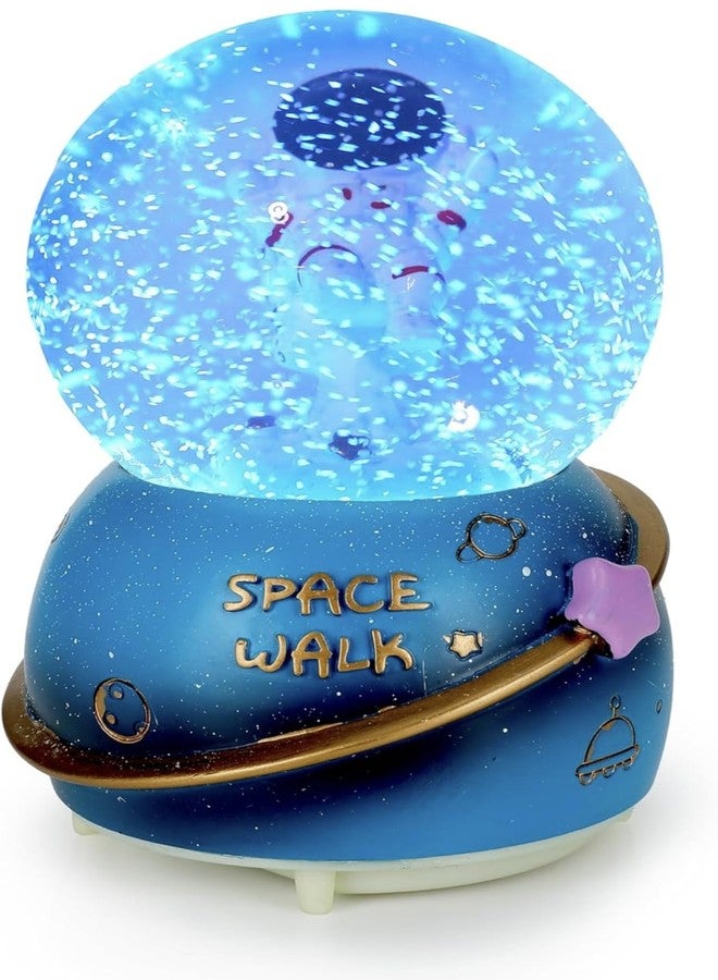 RICHTOTS Premium Musical Snow Globes, Cute Space Castle Figurine Snow Globes, Snowfall Musical Snow Globe with Color Changing LED Light for Girls, Birthday Home Party Decoration (Blue) - Image 2
